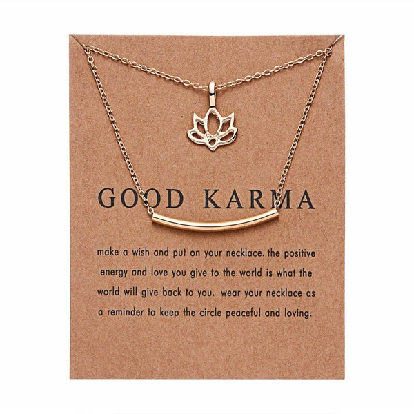 Good Karma Gold tone Necklace 16" Chain ~ Extendable to 18"