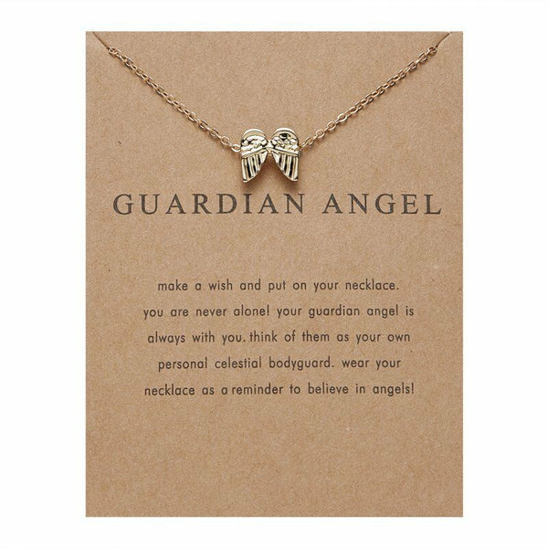 Guardian Angel Gold tone Necklace on 16" Chain ~ Extendable to 18"