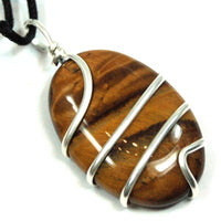 Golden Tiger Eye Wrapped Cabochon Pendant Necklace