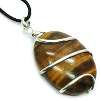 Golden Tiger Eye Wrapped Cabochon Pendant Necklace