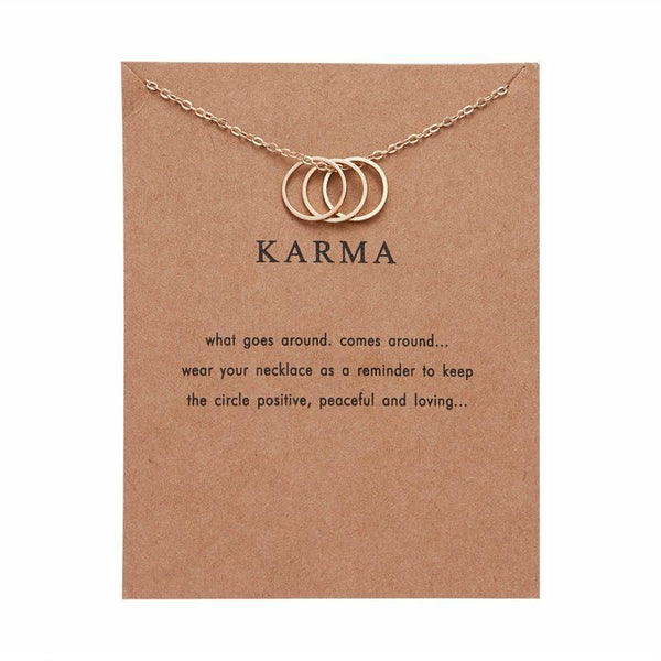 Karma Gold tone Necklace on 16" Chain ~ Extendable to 18"