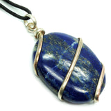 Lapis Lazuli Cabochon Wire Wrap Pendant Necklace ~ Small (3/4 -1.25 inch)